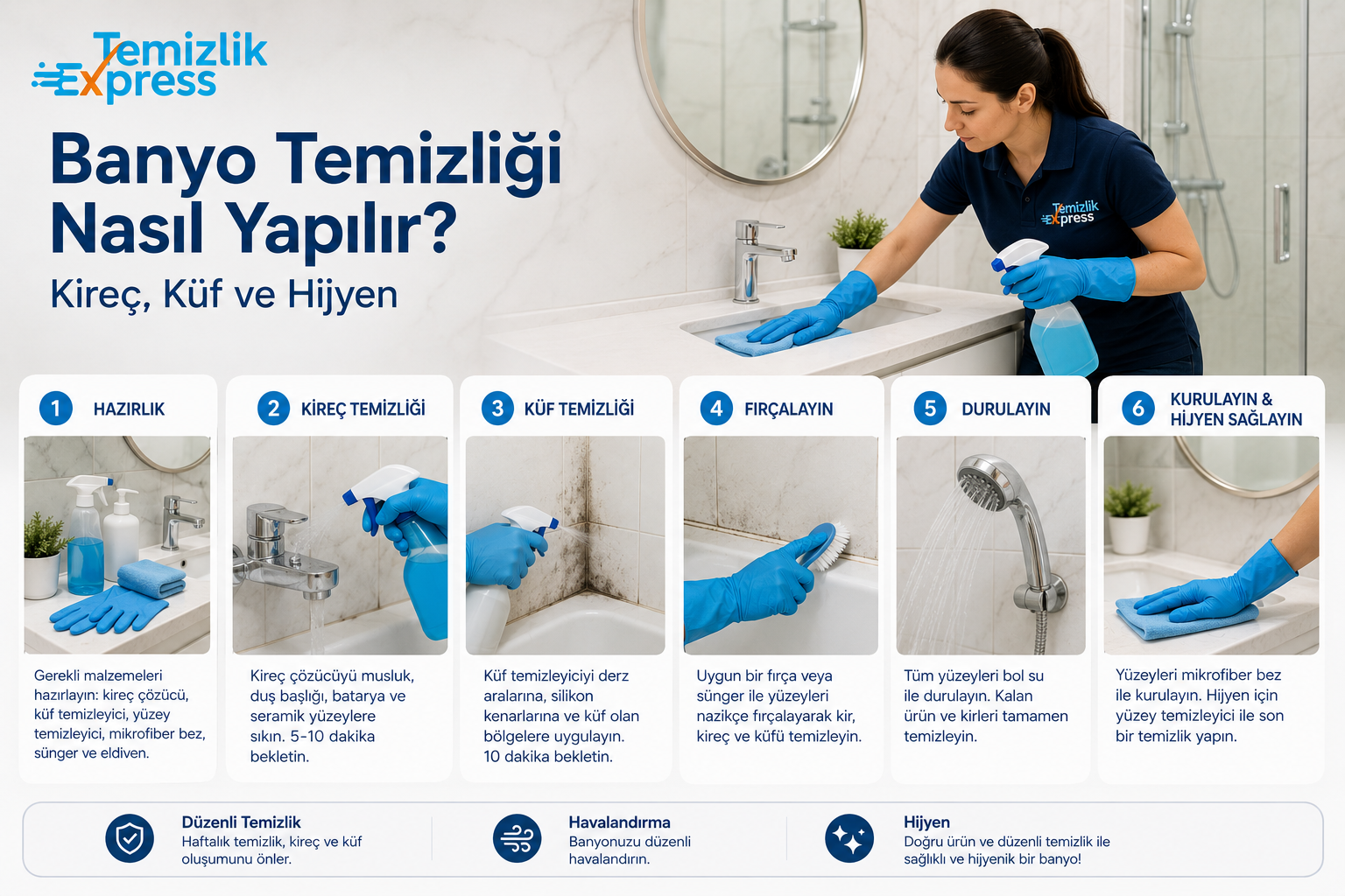 Banyo Temizliği Nasıl Yapılır? Kireç, Küf ve Hijyen Rehberi